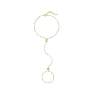 Celestial Moon Star Hand Chain Ring Bracelet