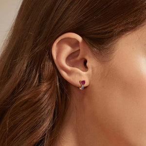 Dainty Heart CZ Accent Huggie Hoop Earrings