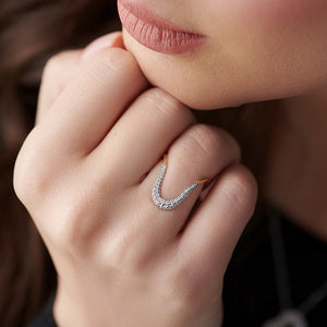 Classic Curved Pave CZ Wishbone Band Ring