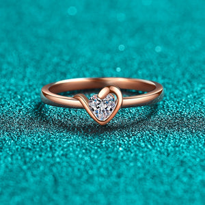 Solitaire Heart Moissanite Wedding Band Ring