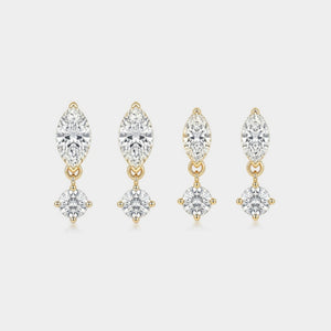 Marquise Round Moissanite Drop Stud Earrings