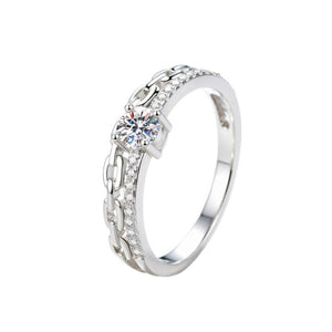 Elegant Moissanite Chain Link Dual Band Ring
