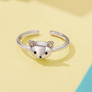 Origami Geometric Bear Open Adjustable Ring