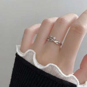 Dainty Star Dual Layer Cross Stack Open Ring