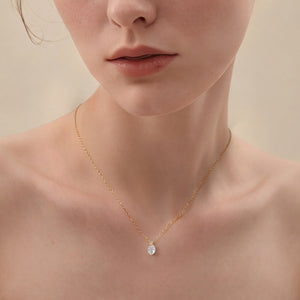Teardrop Moissanite Pave Bail Charm Necklace