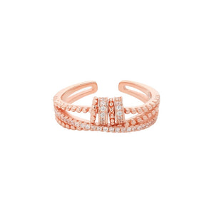 Layered CZ Bead Anxiety Fidget Spinner Ring