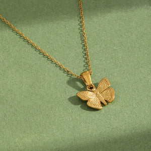 Minimalist Textured Butterfly Charm Necklace