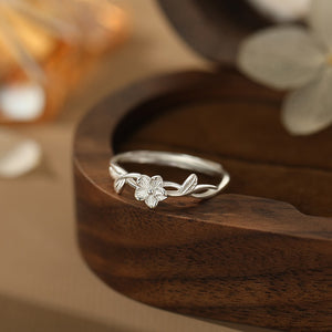 Flower Twist Branch Thin Stackable Open Ring