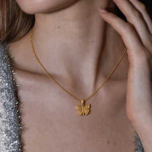 Minimalist Textured Butterfly Charm Necklace
