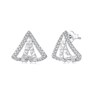 Geometric Conical Textured CZ Stud Earrings