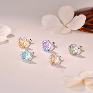 Multicolor Firework Cut CZ Stud Earrings