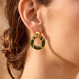 Colorful Enamel Wrapped Loop Stud Earrings