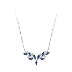 Chevron Olive Leaf Branch Pendant Necklace