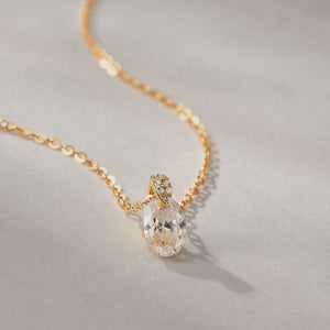 Teardrop Moissanite Pave Bail Charm Necklace