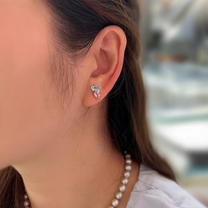 Dainty Pink Blue Crystal Cluster Stud Earrings