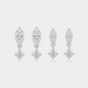 Marquise Round Moissanite Drop Stud Earrings