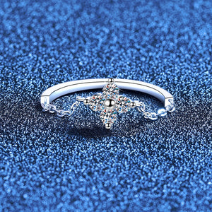 Moissanite Four Leaf Clover Half Chain Ring