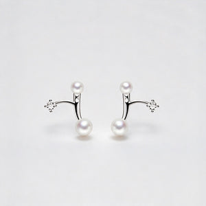 Classic Dual Pearl Crystal Ear Jacket Earrings