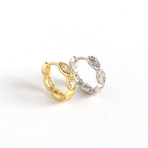 Geometric Marquise CZ Huggie Hoop Earrings