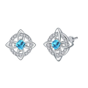 Celtic Knot Birthstone Geometric Stud Earrings