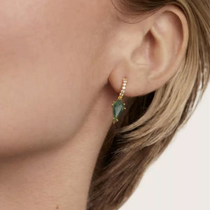Mismatch Kite Natural Moss Agate CZ Earrings