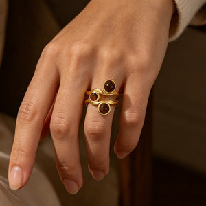 Three Tiger's Eye Stone Adjustable Open Ring