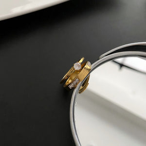 Modern Engraved Layered Double Band Ring