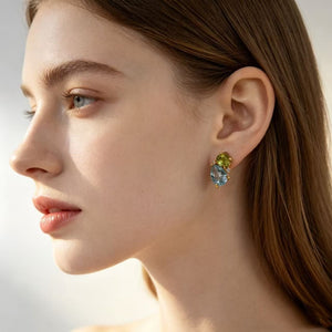 Elegant Multi Gemstone Cluster Stud Earrings