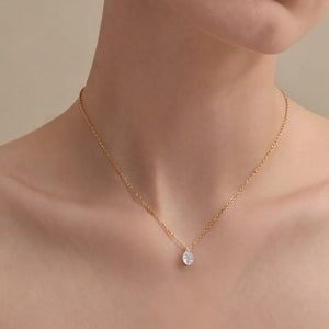 Teardrop Moissanite Pave Bail Charm Necklace