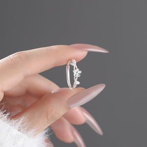 Flower Twist Branch Thin Stackable Open Ring