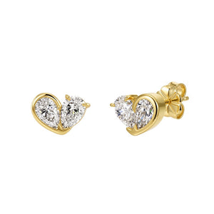 Dual Pear Cut Moissanite Heart Stud Earrings