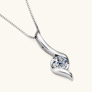 Solitaire Moissanite Twist Pendant Necklace
