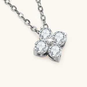 Moissanite Four Leaf Clover Charm Necklace