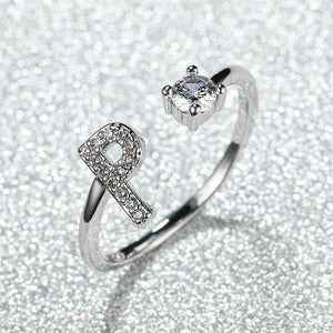 Initial Letter Adjustable Stacking Ring