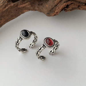 Vintage Double Fish Pattern Oval CZ Open Ring