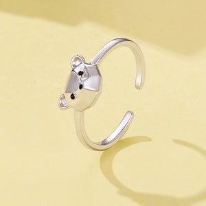 Origami Geometric Bear Open Adjustable Ring