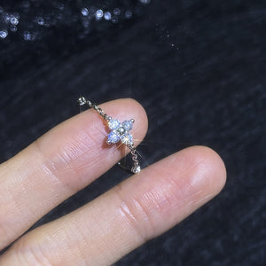 Moissanite Four Leaf Clover Half Chain Ring