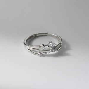 Dainty Star Dual Layer Cross Stack Open Ring
