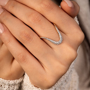 Classic Curved Pave CZ Wishbone Band Ring