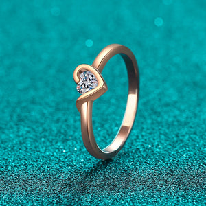 Solitaire Heart Moissanite Wedding Band Ring