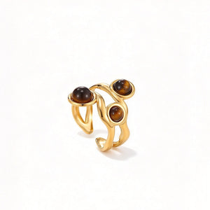 Three Tiger's Eye Stone Adjustable Open Ring