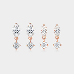 Marquise Round Moissanite Drop Stud Earrings