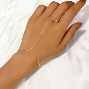 Minimalist Lip Chain Hand Chain Ring Bracelet