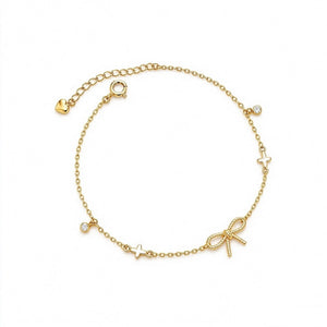 Twist Rope Bow Clover Charm Chain Bracelet
