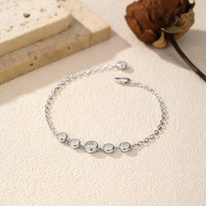 Dainty Round Bezel Moissanite Chain Bracelet