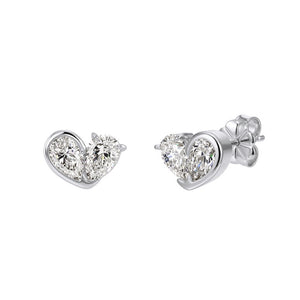 Dual Pear Cut Moissanite Heart Stud Earrings