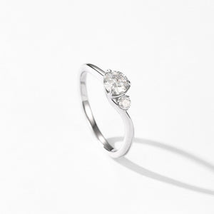 Dual Moissanite Wave Band Engagement Ring
