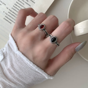 Vintage Double Fish Pattern Oval CZ Open Ring