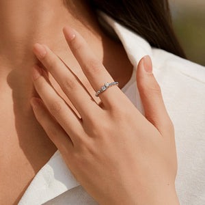 Double Moissanite Metal Bead Adjustable Ring