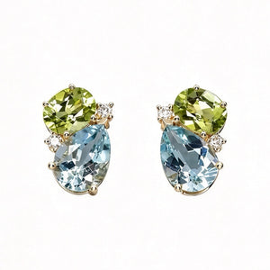 Elegant Multi Gemstone Cluster Stud Earrings